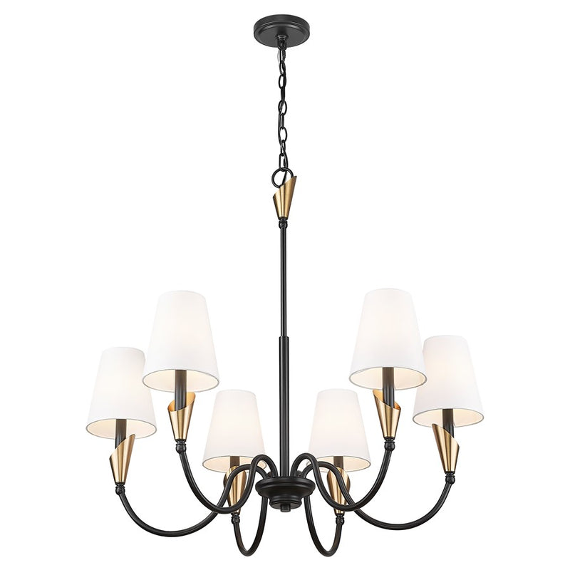 Z-Lite Claudelle 6Lt 32" Chandelier, Black/Modern Gold/White