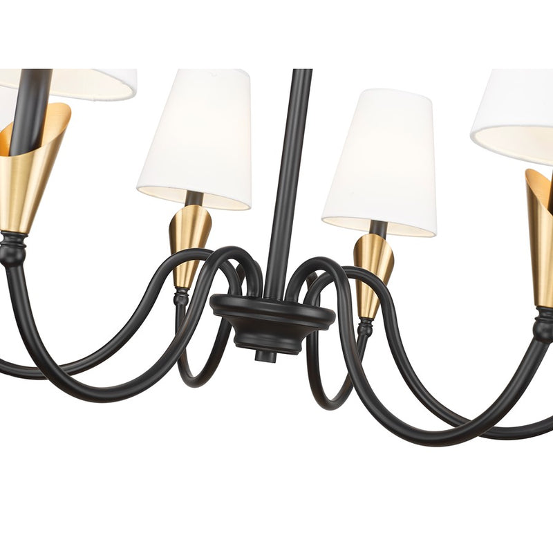 Z-Lite Claudelle 6Lt 32" Chandelier, Black/Modern Gold/White