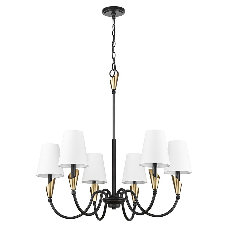 Z-Lite Claudelle 6Lt 32" Chandelier, Black/Modern Gold/White
