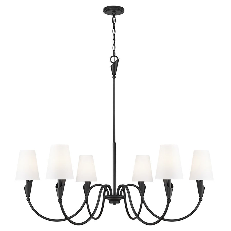 Z-Lite Claudelle 6 Light 46" Chandelier, Matte Black/White - 4014-46MB
