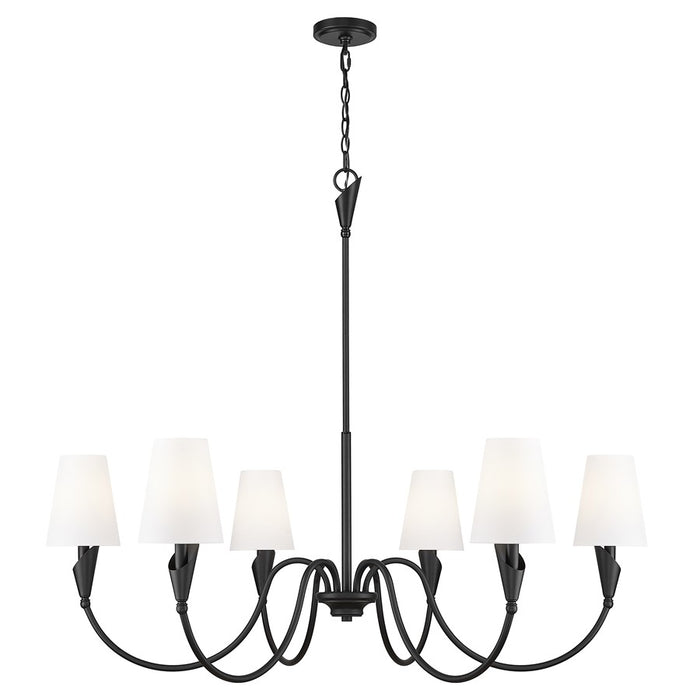 Z-Lite Claudelle 6 Light 46" Chandelier, Matte Black/White - 4014-46MB