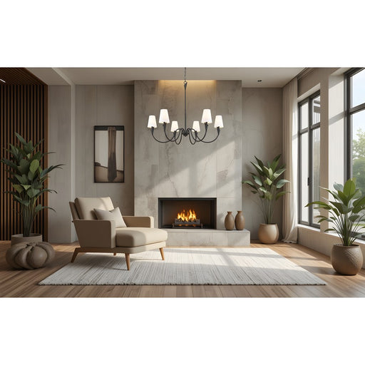 Z-Lite Claudelle 6 Light 46" Chandelier, Matte Black/White