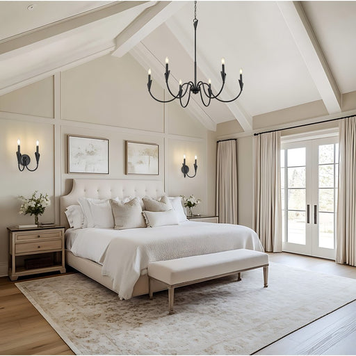 Z-Lite Claudelle 6 Light 46" Chandelier, Matte Black/White