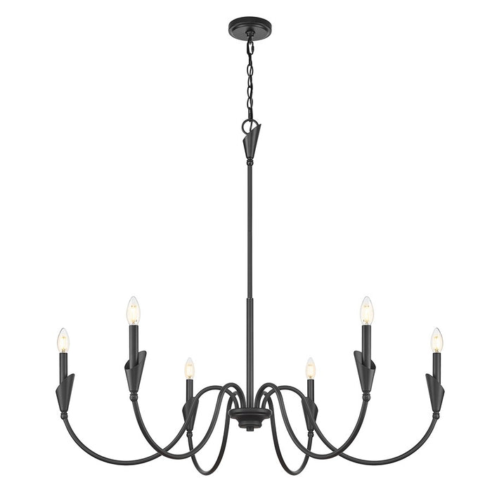 Z-Lite Claudelle 6 Light 46" Chandelier, Matte Black/White