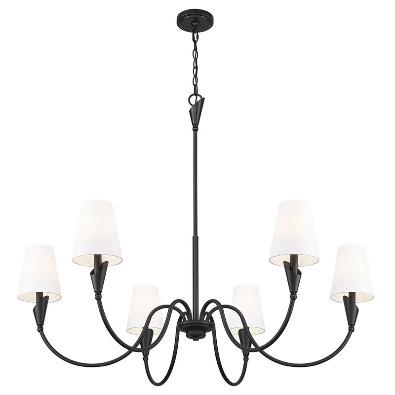 Z-Lite Claudelle 6 Light 46" Chandelier, Matte Black/White