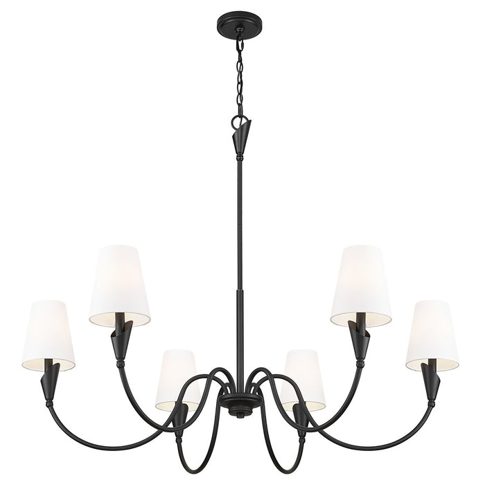 Z-Lite Claudelle 6 Light 46" Chandelier, Matte Black/White