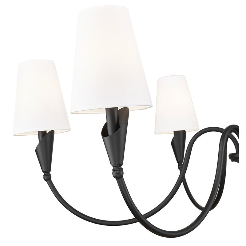 Z-Lite Claudelle 6 Light 46" Chandelier, Matte Black/White
