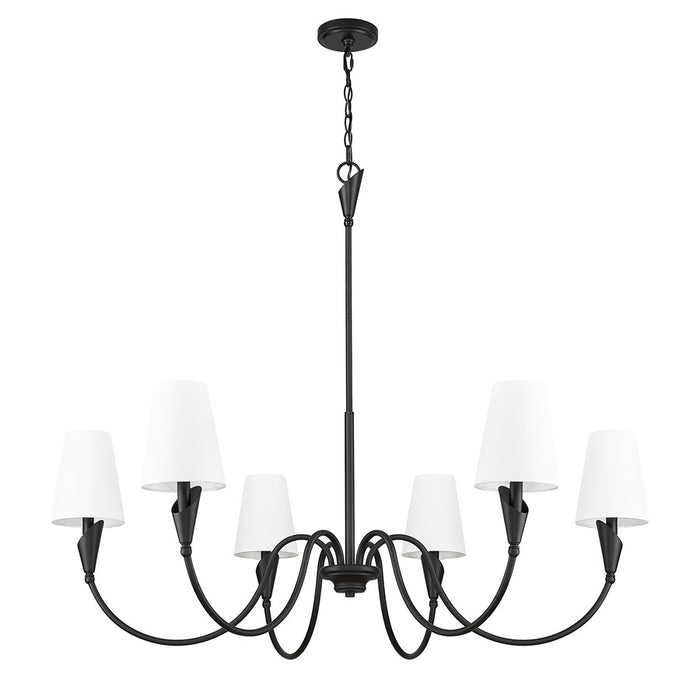 Z-Lite Claudelle 6 Light 46" Chandelier, Matte Black/White
