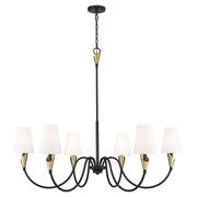 Z-Lite Claudelle 6Lt 46" Chandelier, Black/Modern Gold/White - 4014-46MB-MGLD