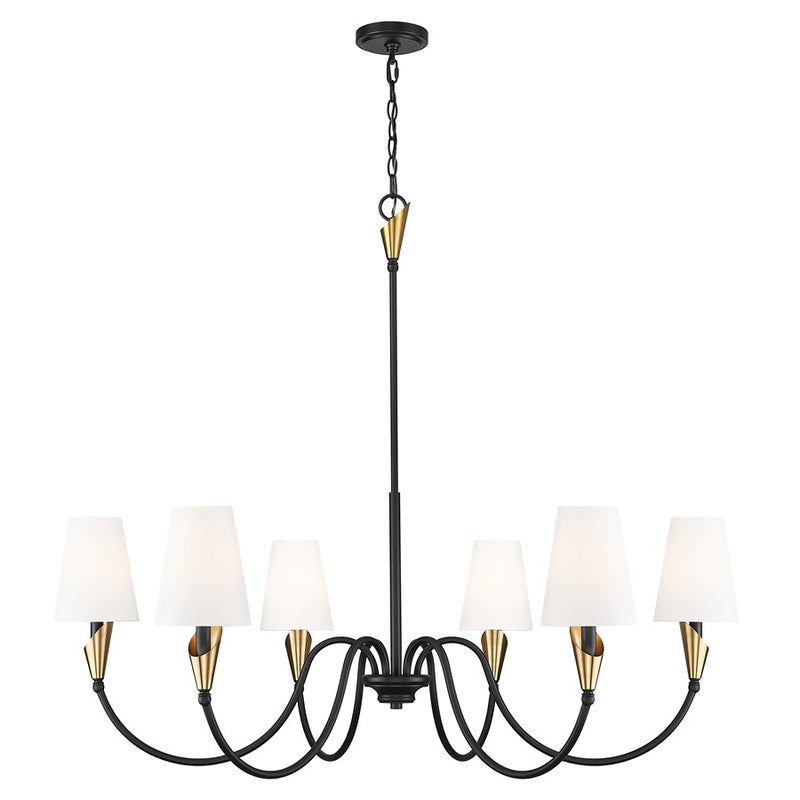 Z-Lite Claudelle 6Lt 46" Chandelier, Black/Modern Gold/White - 4014-46MB-MGLD