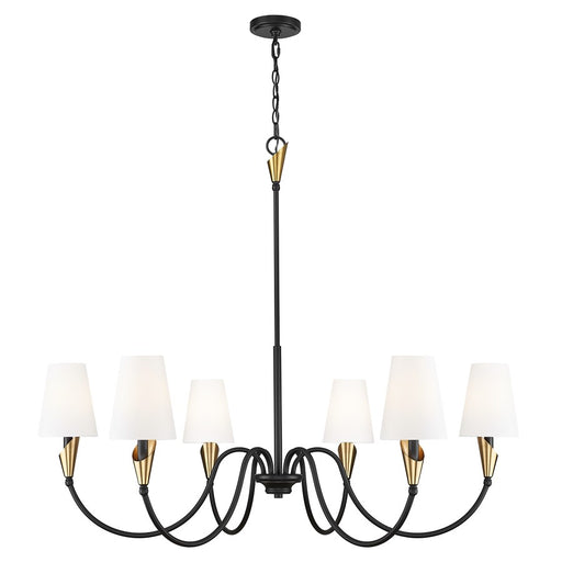 Z-Lite Claudelle 6Lt 46" Chandelier, Black/Modern Gold/White - 4014-46MB-MGLD