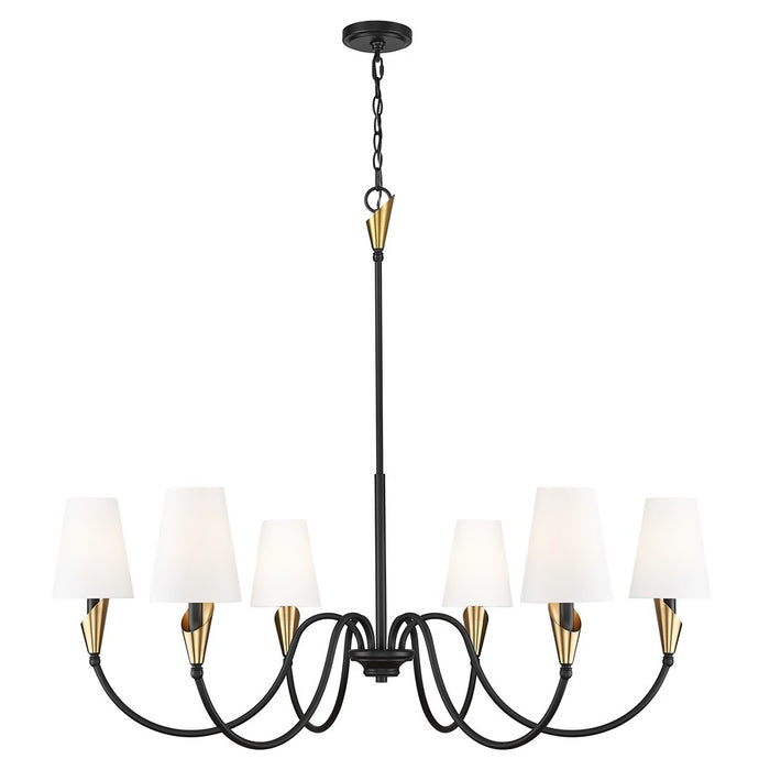 Z-Lite Claudelle 6Lt 46" Chandelier, Black/Modern Gold/White - 4014-46MB-MGLD