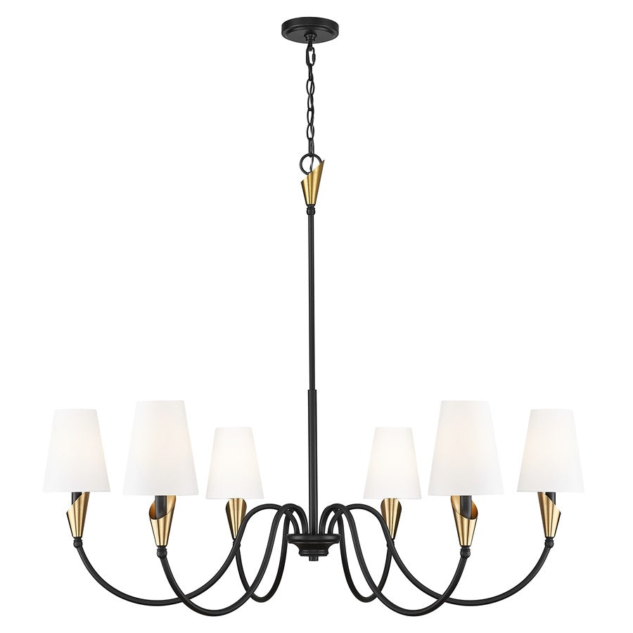 Z-Lite Claudelle 6Lt 46" Chandelier, Black/Modern Gold/White - 4014-46MB-MGLD