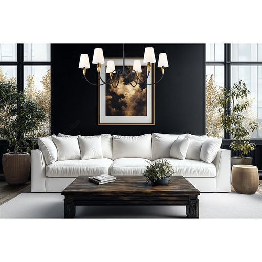 Z-Lite Claudelle 6Lt 46" Chandelier, Black/Modern Gold/White
