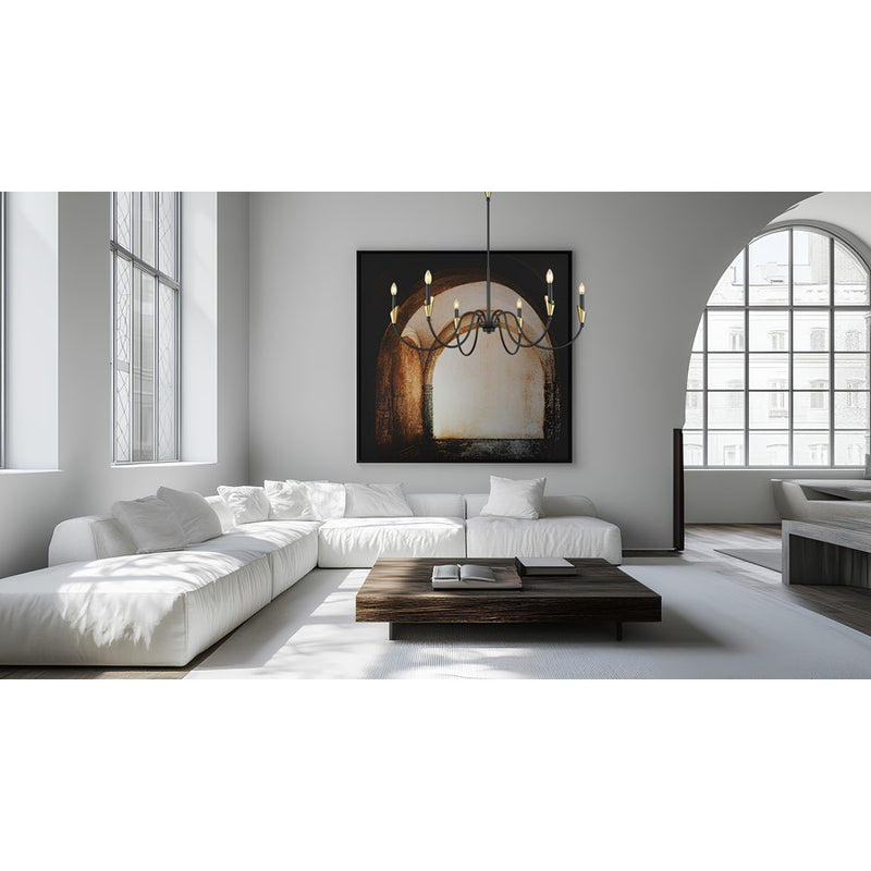 Z-Lite Claudelle 6Lt 46" Chandelier, Black/Modern Gold/White