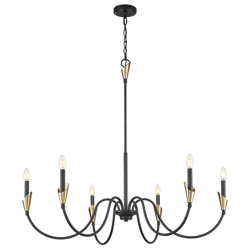 Z-Lite Claudelle 6Lt 46" Chandelier, Black/Modern Gold/White