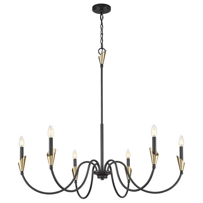 Z-Lite Claudelle 6Lt 46" Chandelier, Black/Modern Gold/White
