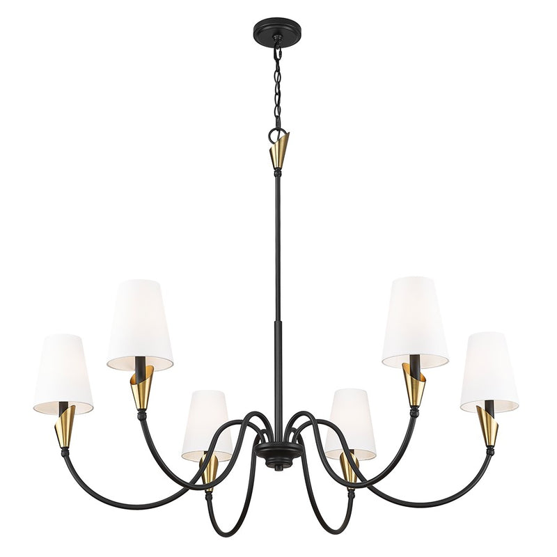 Z-Lite Claudelle 6Lt 46" Chandelier, Black/Modern Gold/White
