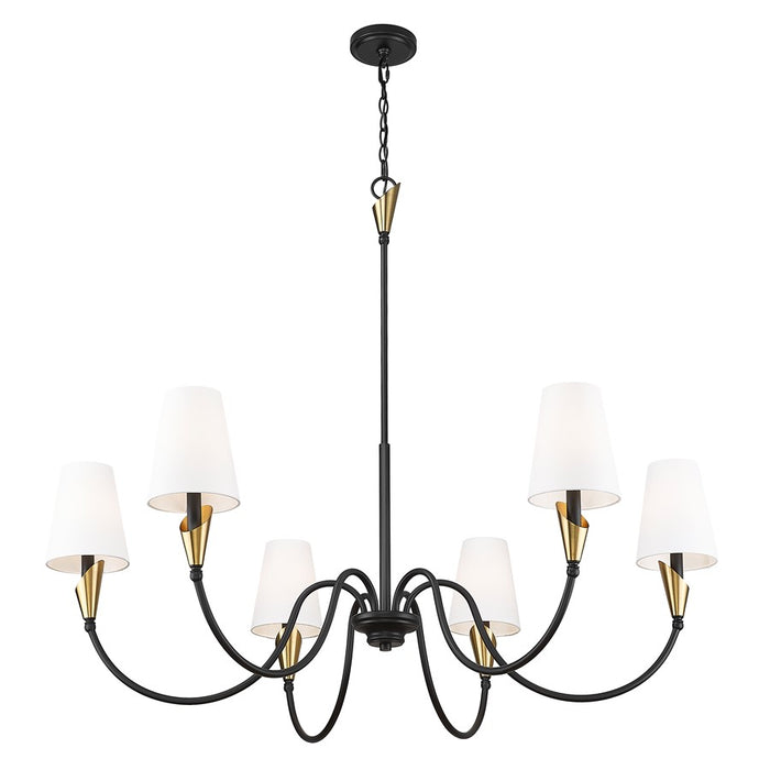 Z-Lite Claudelle 6Lt 46" Chandelier, Black/Modern Gold/White