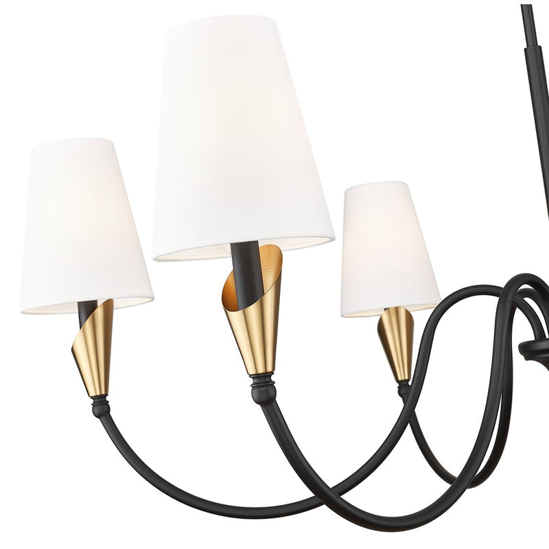 Z-Lite Claudelle 6Lt 46" Chandelier, Black/Modern Gold/White