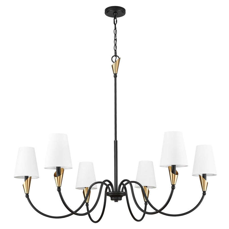 Z-Lite Claudelle 6Lt 46" Chandelier, Black/Modern Gold/White