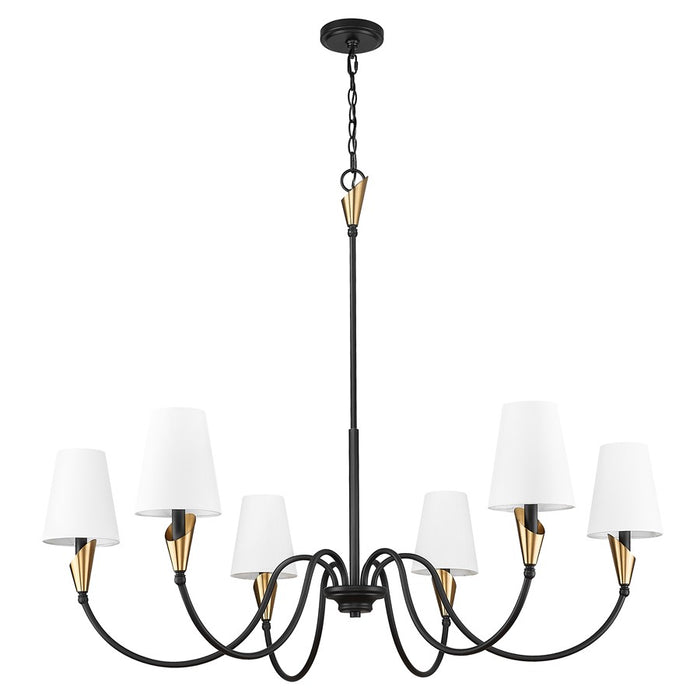 Z-Lite Claudelle 6Lt 46" Chandelier, Black/Modern Gold/White