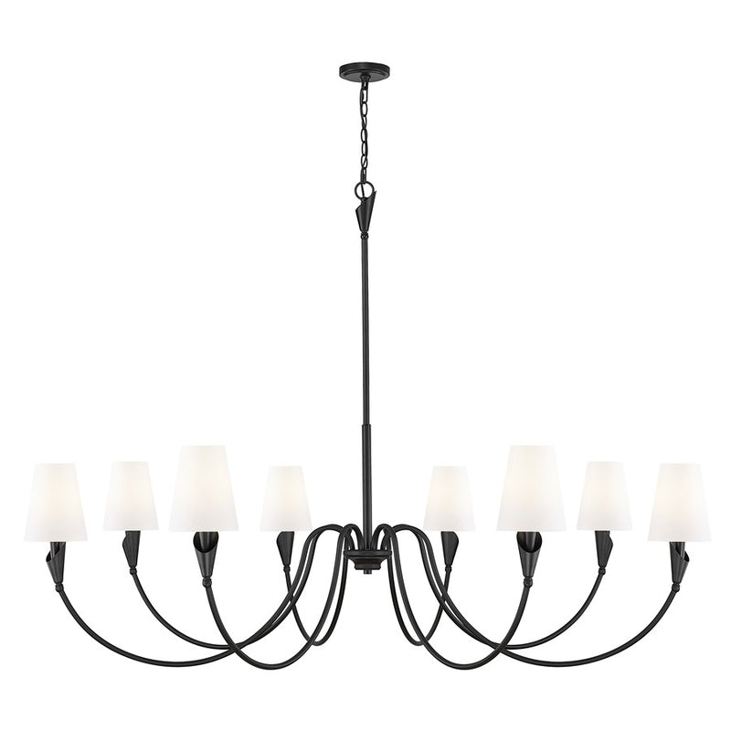 Z-Lite Claudelle 8 Light Chandelier, Matte Black/White - 4014-65MB