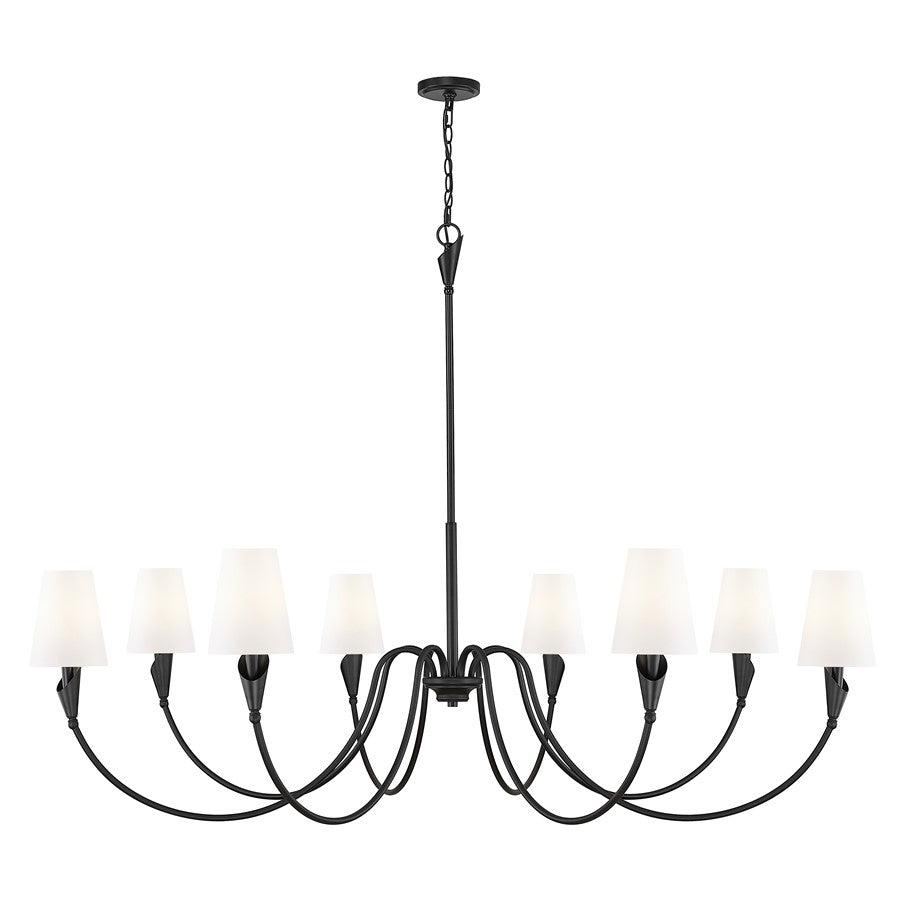 Z-Lite Claudelle 8 Light Chandelier, Matte Black/White - 4014-65MB