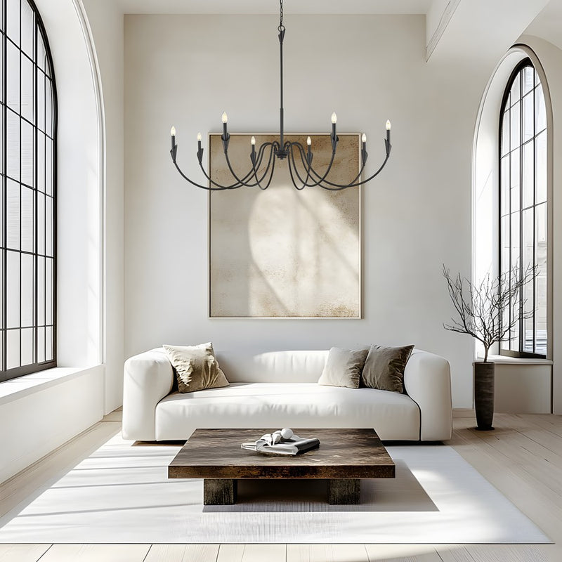 Z-Lite Claudelle 8 Light Chandelier, Matte Black/White