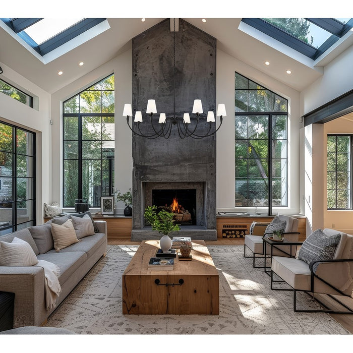 Z-Lite Claudelle 8 Light Chandelier, Matte Black/White