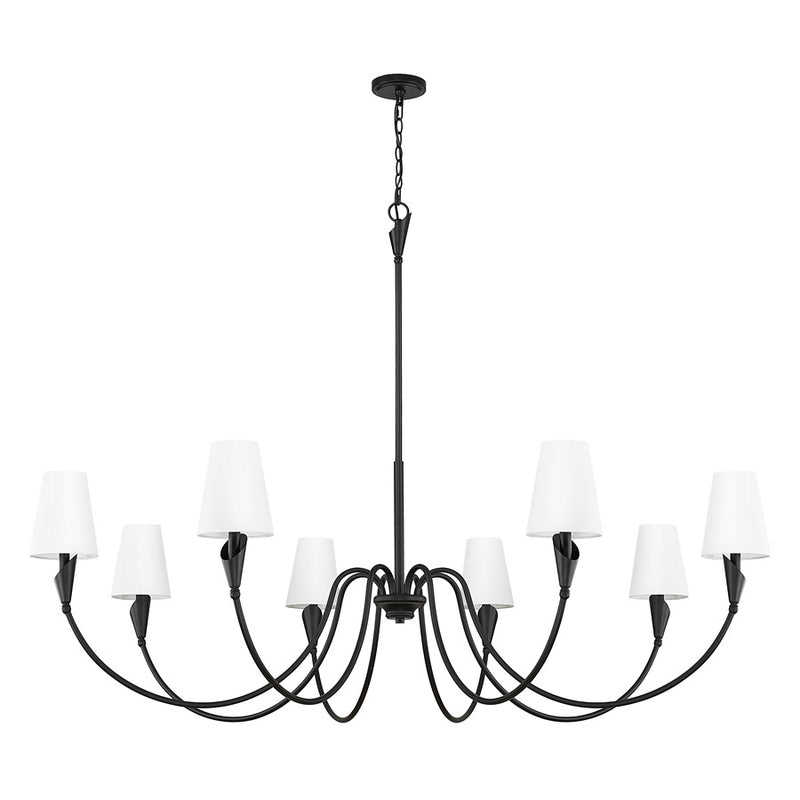 Z-Lite Claudelle 8 Light Chandelier, Matte Black/White