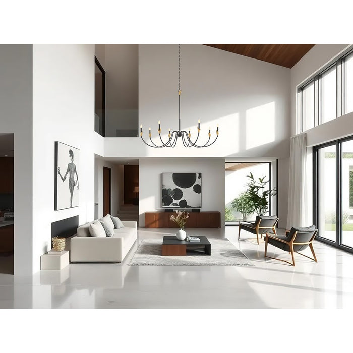 Z-Lite Claudelle 8Lt Chandelier, Matte Black/Modern Gold/White