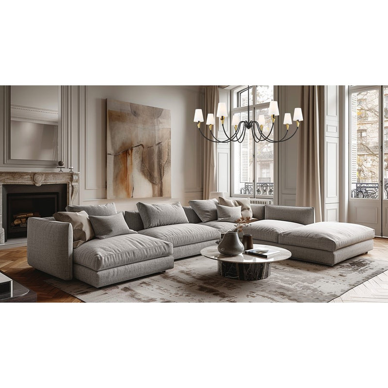 Z-Lite Claudelle 8Lt Chandelier, Matte Black/Modern Gold/White