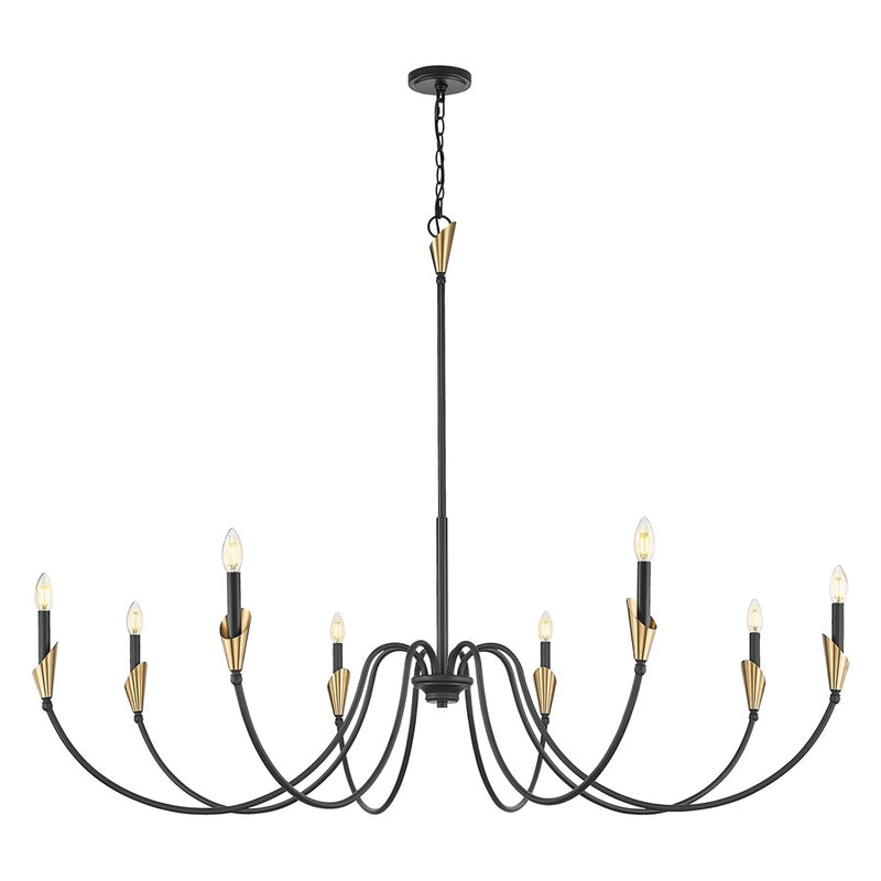 Z-Lite Claudelle 8Lt Chandelier, Matte Black/Modern Gold/White