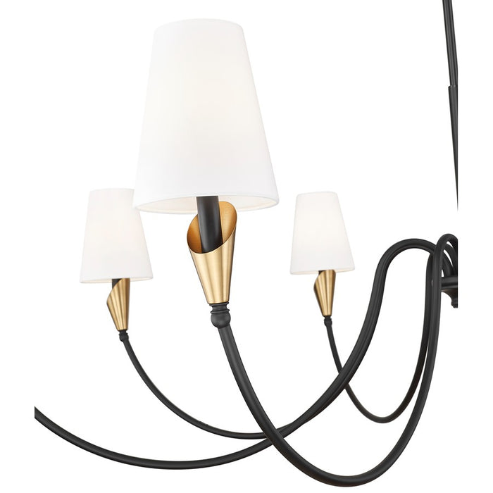 Z-Lite Claudelle 8Lt Chandelier, Matte Black/Modern Gold/White