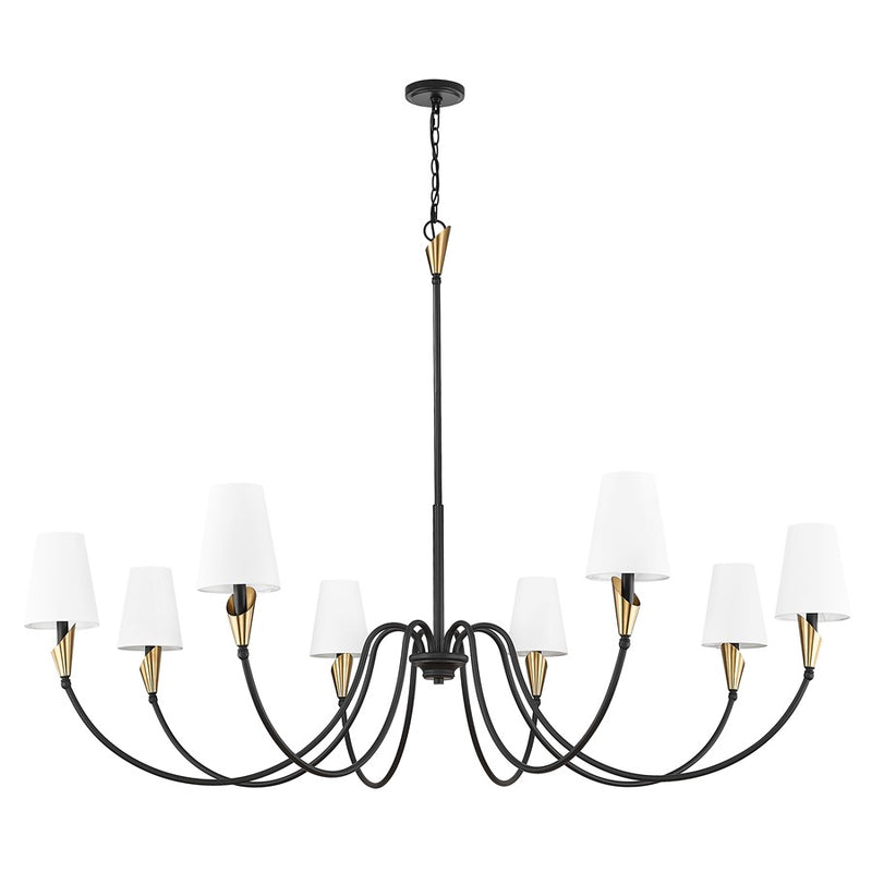 Z-Lite Claudelle 8Lt Chandelier, Matte Black/Modern Gold/White