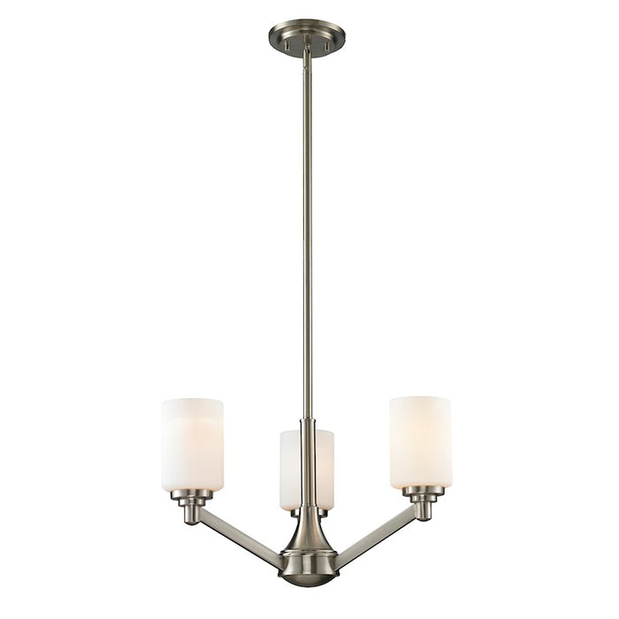 Z-Lite Montego 3 Light Chandelier, Brushed Nickel, Matte Opal - 410-3