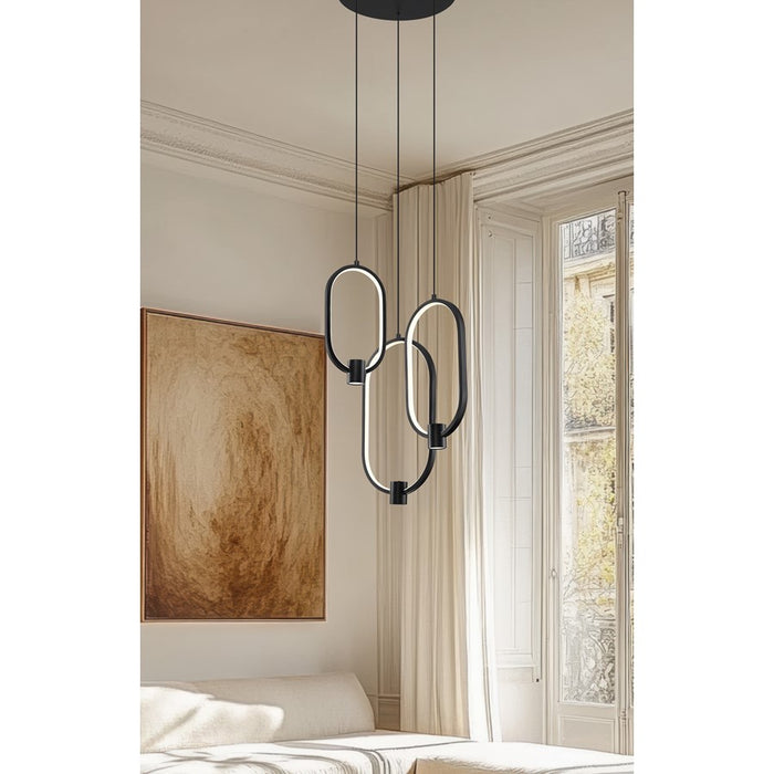 Z-Lite Saros 1 Light 14" Chandelier, Matte Black/White