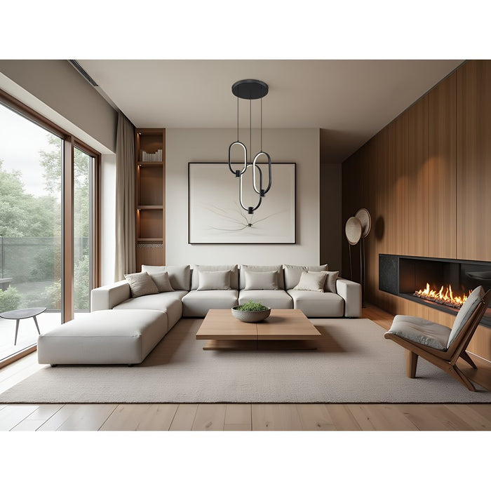 Z-Lite Saros 1 Light 14" Chandelier, Matte Black/White