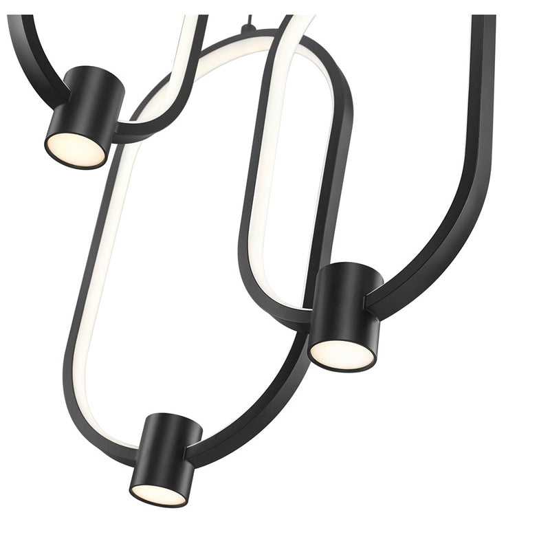 Z-Lite Saros 1 Light 14" Chandelier, Matte Black/White