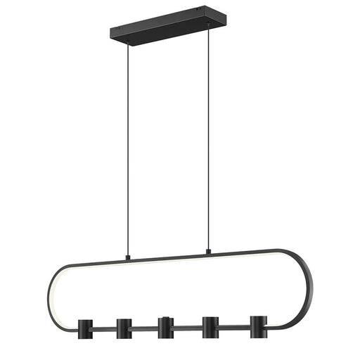 Z-Lite Saros 1 Light 42" Linear Chandelier, Matte Black/White - 4101-42L-MB-LED