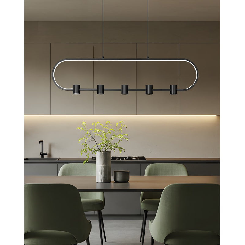 Z-Lite Saros 1 Light 42" Linear Chandelier, Matte Black/White