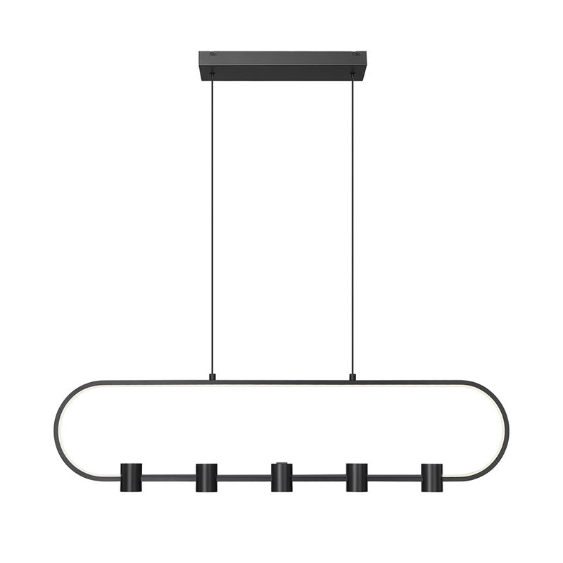 Z-Lite Saros 1 Light 42" Linear Chandelier, Matte Black/White