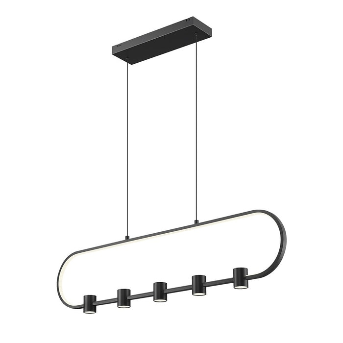 Z-Lite Saros 1 Light 42" Linear Chandelier, Matte Black/White