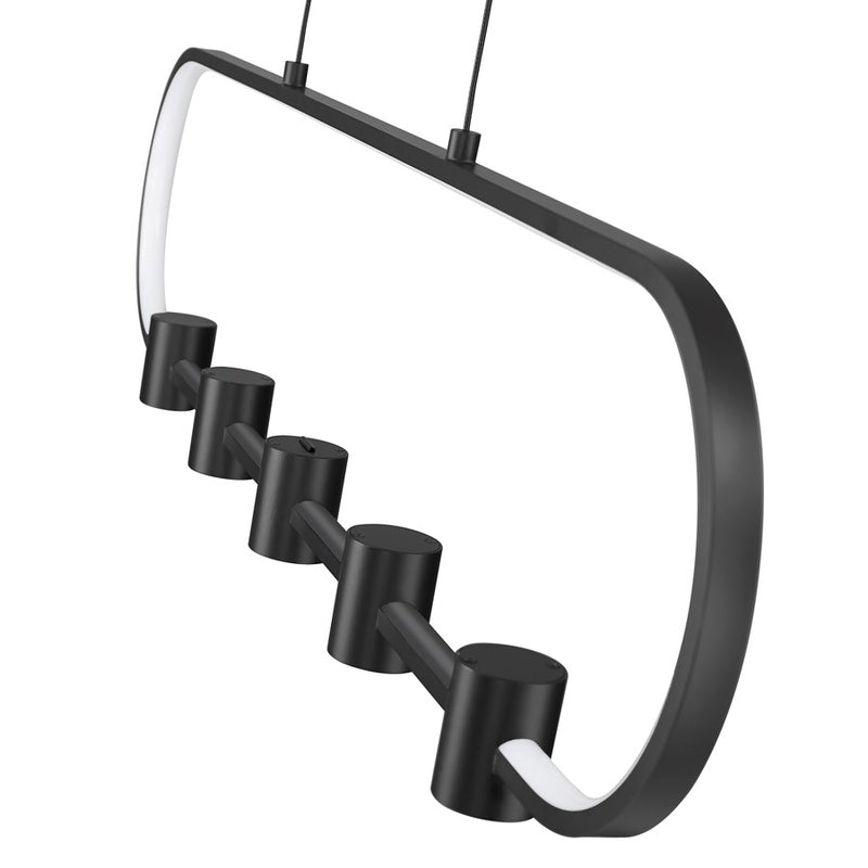 Z-Lite Saros 1 Light 42" Linear Chandelier, Matte Black/White