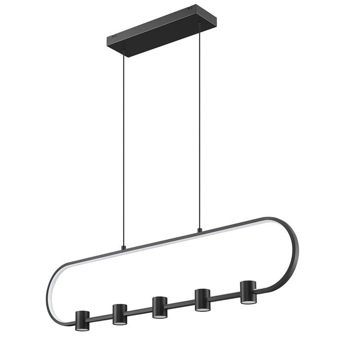 Z-Lite Saros 1 Light 42" Linear Chandelier, Matte Black/White