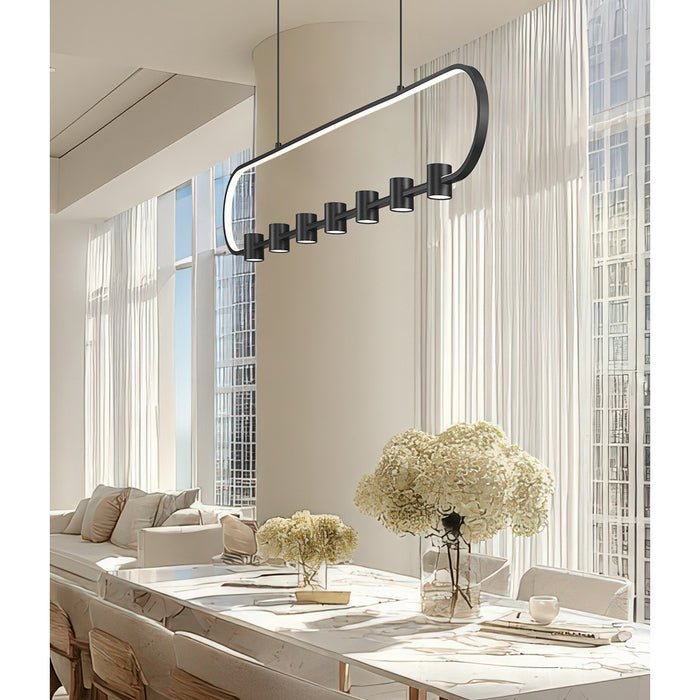 Z-Lite Saros 1 Light 54" Linear Chandelier, Matte Black/White