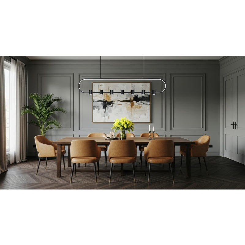 Z-Lite Saros 1 Light 54" Linear Chandelier, Matte Black/White