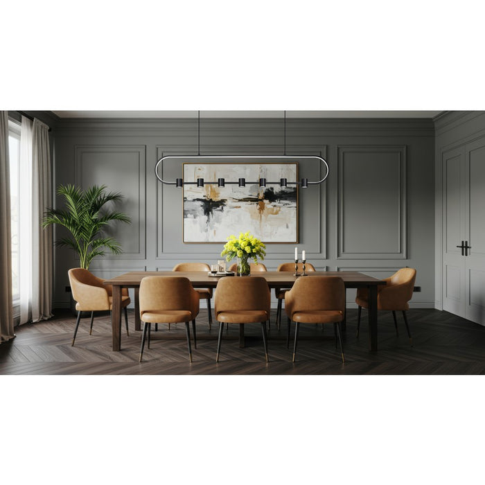 Z-Lite Saros 1 Light 54" Linear Chandelier, Matte Black/White