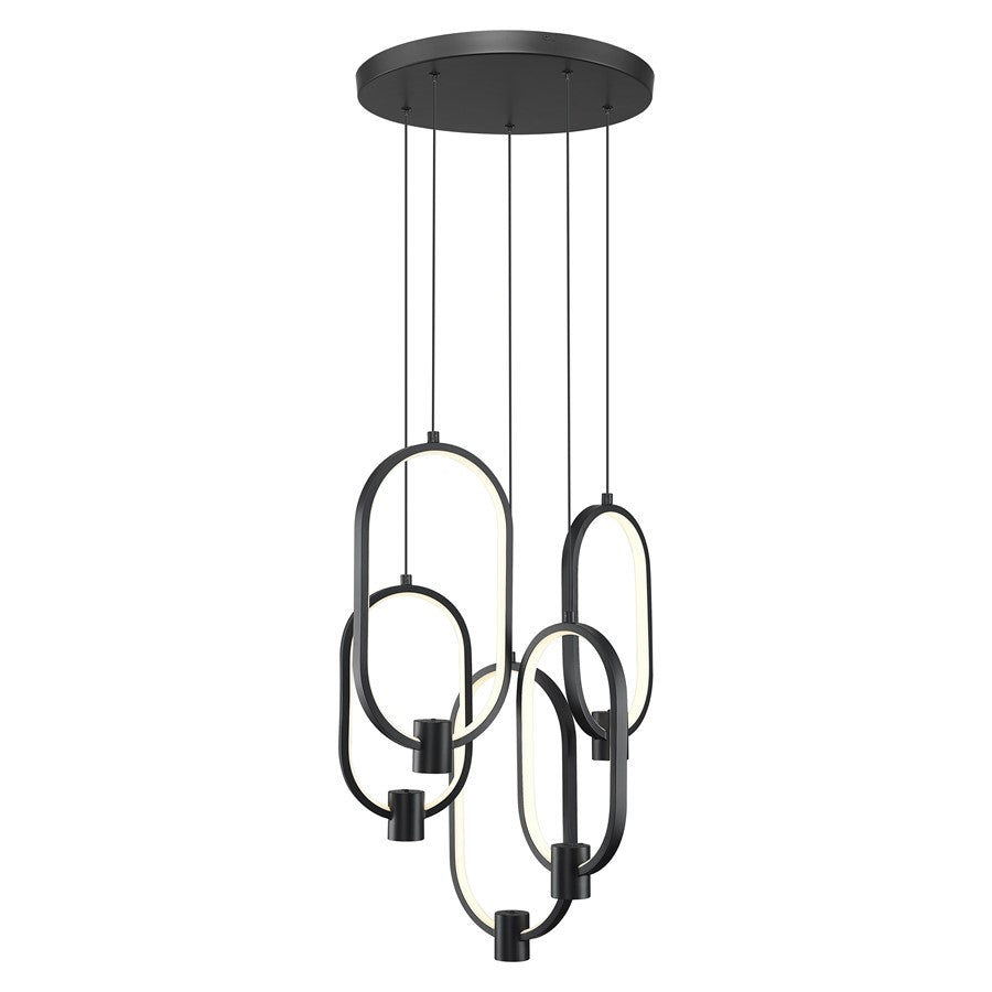 Z-Lite Saros 1 Light 16" Chandelier, Matte Black/White - 4101-5MB-LED